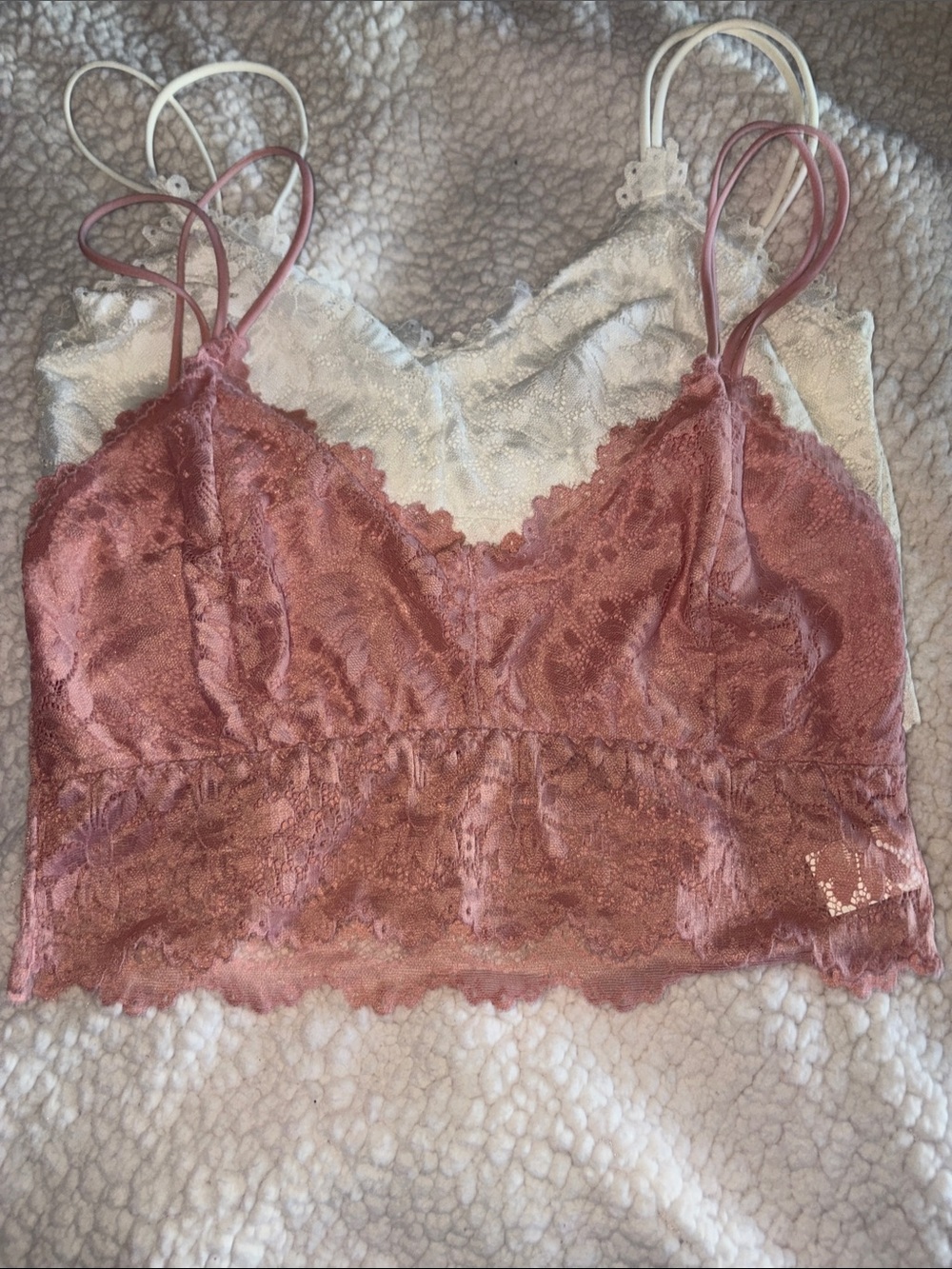 Floral Lace Bandeau Bralette in Pink and White colors